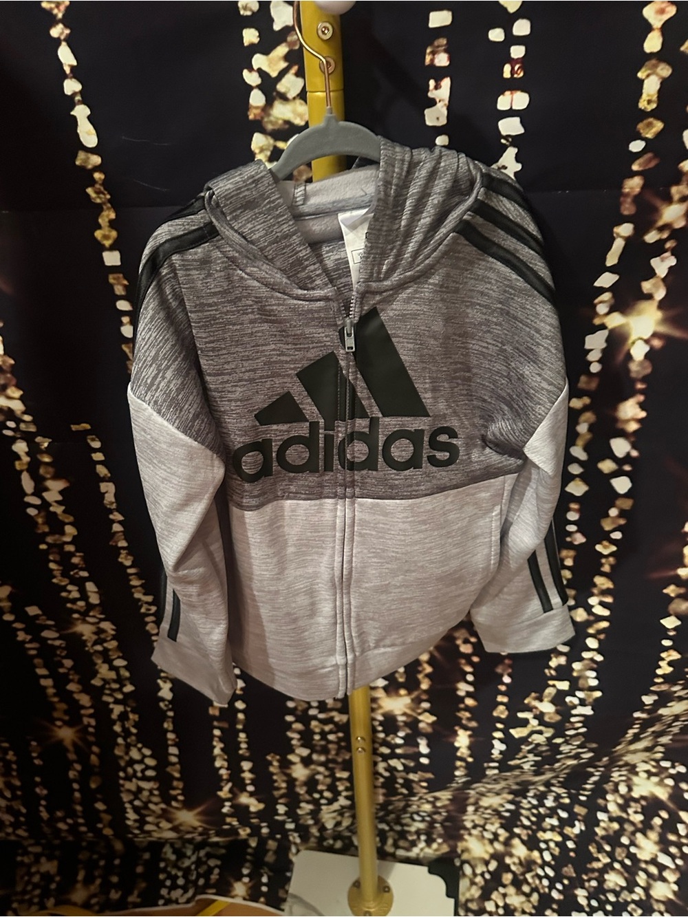 adidas Kids Two-Tone Gray Zip Hoodie with Logo